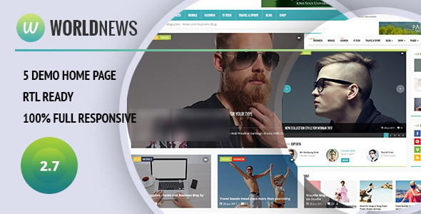 WorldNews - Magazine  RTL Responsive WordPress