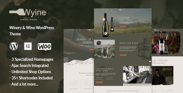 Wyine - Winery, Wine Shop Theme