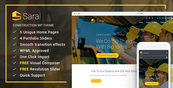 Saral - Construction Building Responsive WordPress Theme