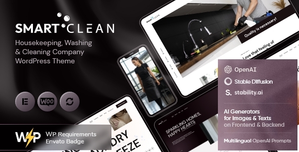 SmartClean | Housekeeping, Washing & Cleaning Company WordPress Theme