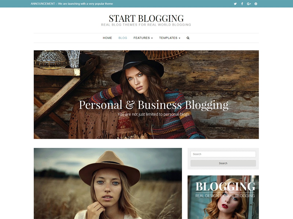 Start Blogging Wordpress Theme Screenshot